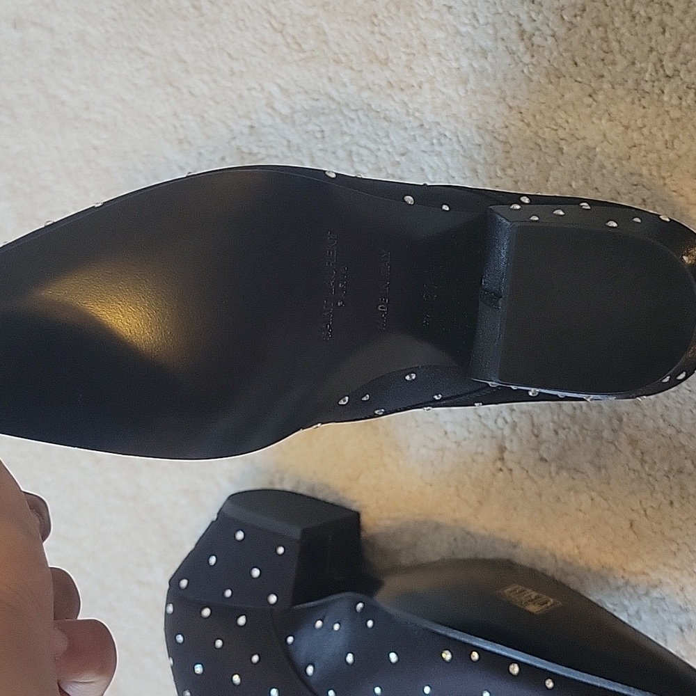 🛑SAINT LAURENT Raso Iridiscent Nero Boots - Picture 7 of 10